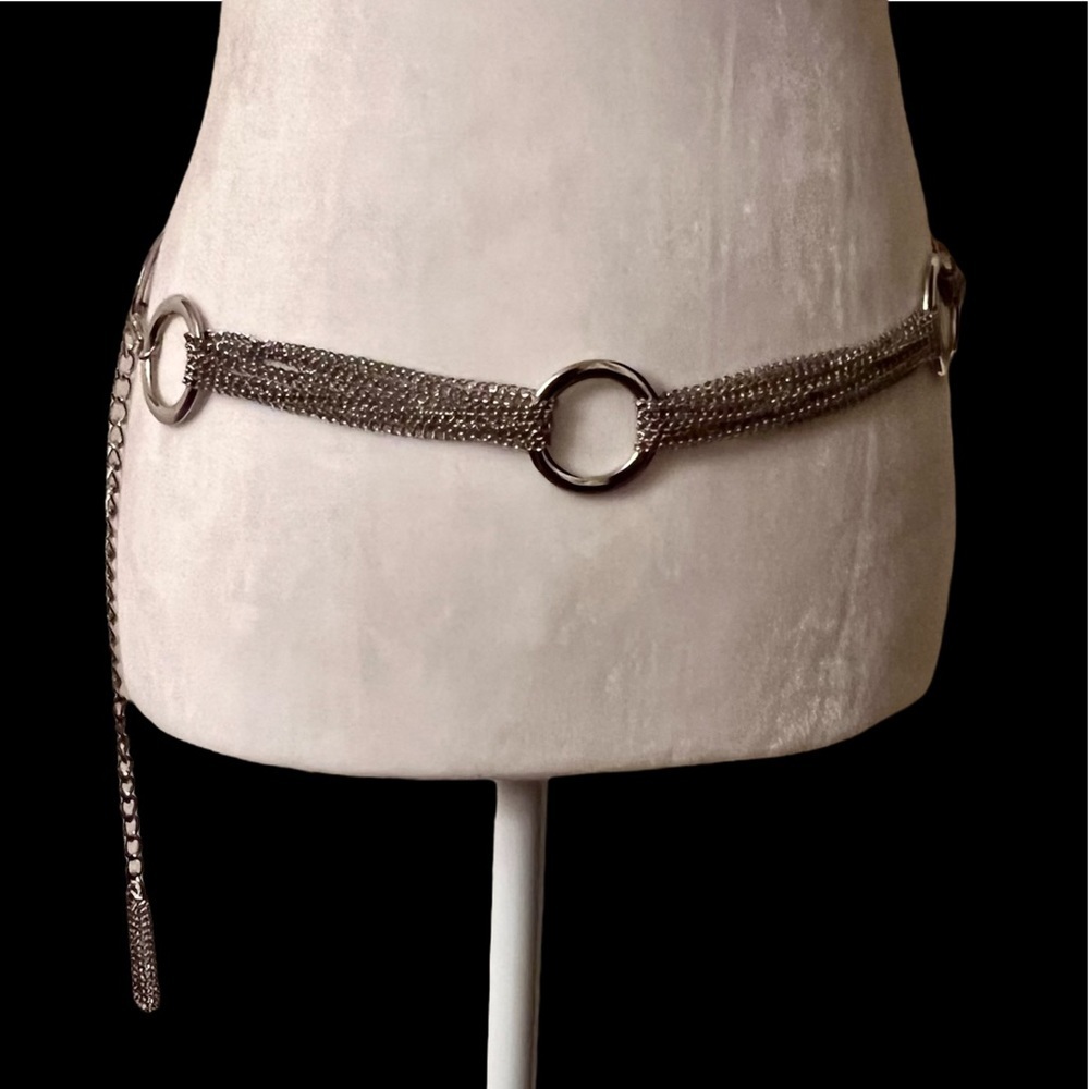 Silver Ring Multi-Chain Tassel Belt | Boho Layered Drape Waist Chain EUC - Picture 7 of 8